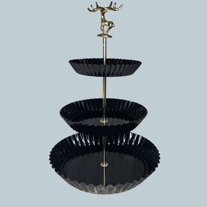 HORTICAN Black/Gold Reindeer Three-Tier Decor Stand NEW